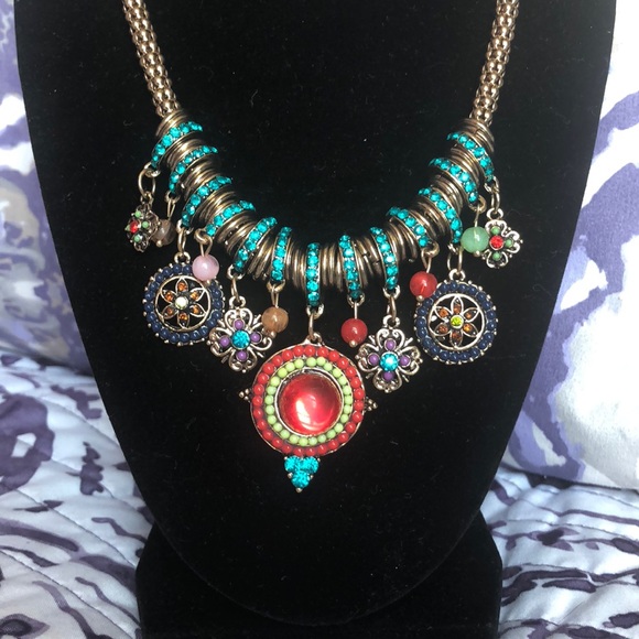 costume Jewelry - Novadab coral boho statement necklace